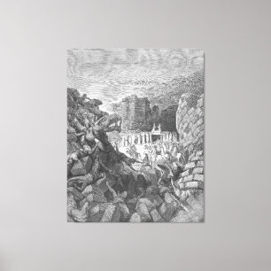 Gustave Doré - The Walls of Jericho Fall Down Canvas Print