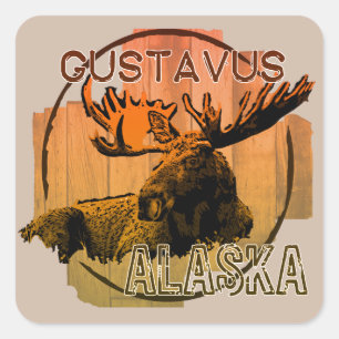 Gustavus Alaska orange moose sticker