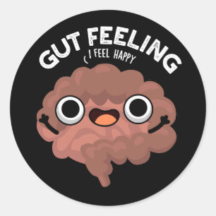 Gut Feeling Funny Anatomy Intestine Pun Dark BG Classic Round Sticker