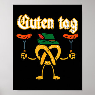 Guten tag pretzel german costume kids men women poster