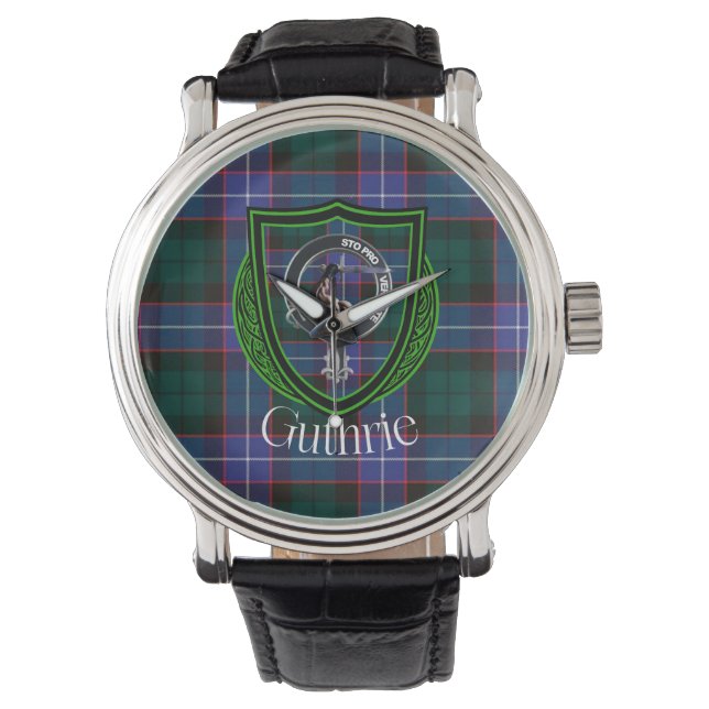Guthrie Scottish Clan Tartan & Crest Watch (Front)