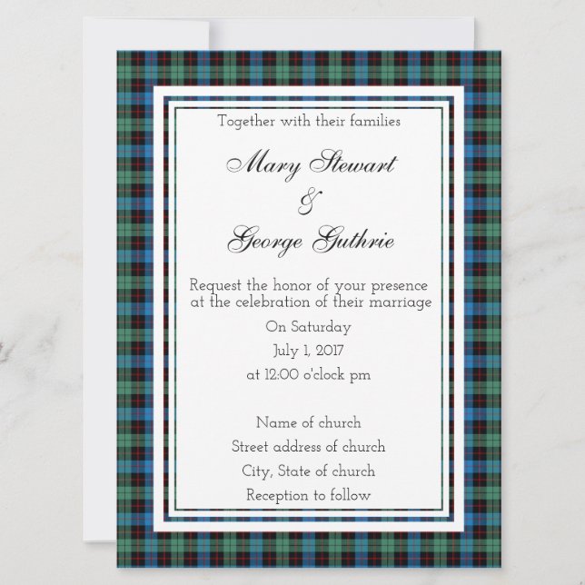 Guthrie Scottish Wedding Invitation (Front)