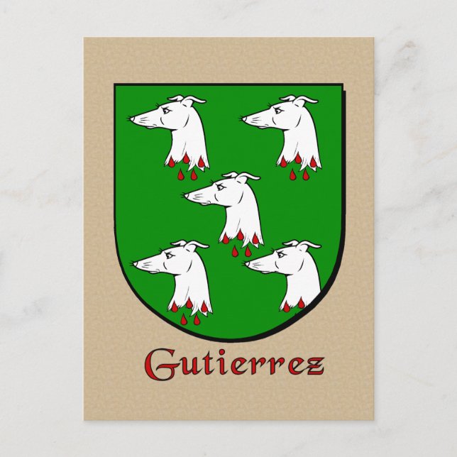 Gutierrez Family Heraldic Shield Postcard (Front)