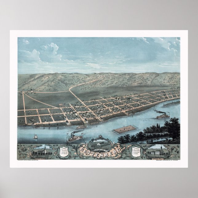Guttenburg, IA Panoramic Map - 1869 Poster (Front)