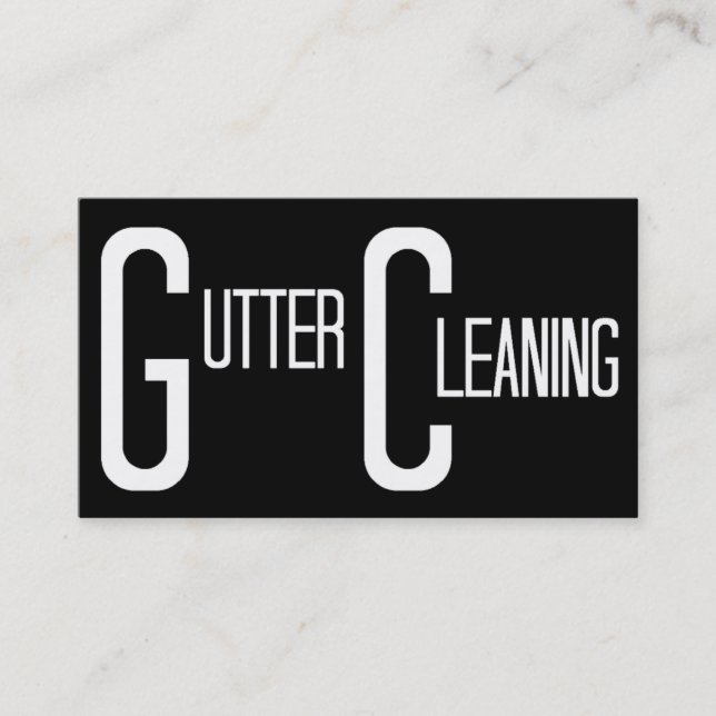 Gutter Cleaning Black Simple Business Card (Front)