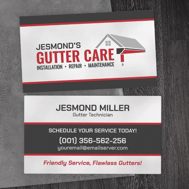 Gutter Cleaning Repair Installation Service  Business Card (Creator Uploaded)
