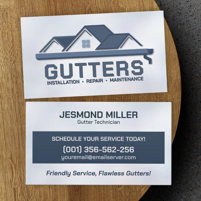 Gutter Cleaning Repair Installation Service  Business Card (Creator Uploaded)