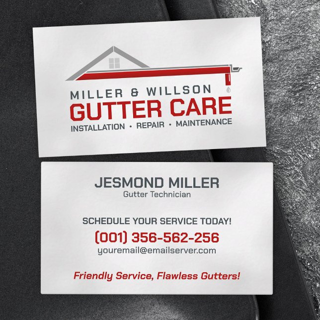 Gutter Cleaning Repair Installation Service  Business Card (Creator Uploaded)