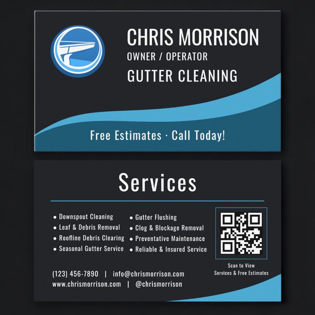 Gutter Cleaning Service QR Code Business Card (Creator Uploaded)