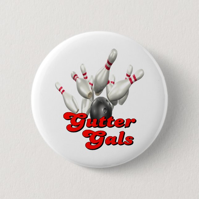 Gutter Gals Bowling 6 Cm Round Badge (Front)