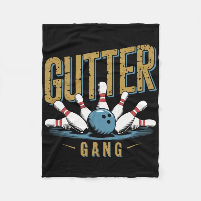 Gutter Gang Bowling Funny Bowler 1  Fleece Blanket (Front)