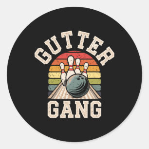 Gutter Gang Bowling Funny Bowler Classic Round Sticker