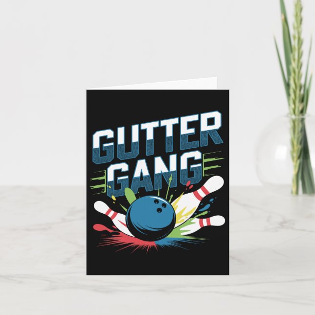 Gutter Gang Shirt Funny Bowling Shirts Gutter Bowl Card (Front)