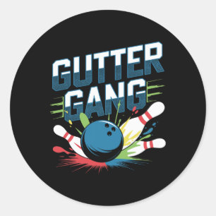 Gutter Gang Shirt Funny Bowling Shirts Gutter Bowl Classic Round Sticker