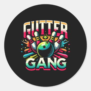 Gutter Gang Shirt Funny Bowling Shirts Gutter Bowl Classic Round Sticker