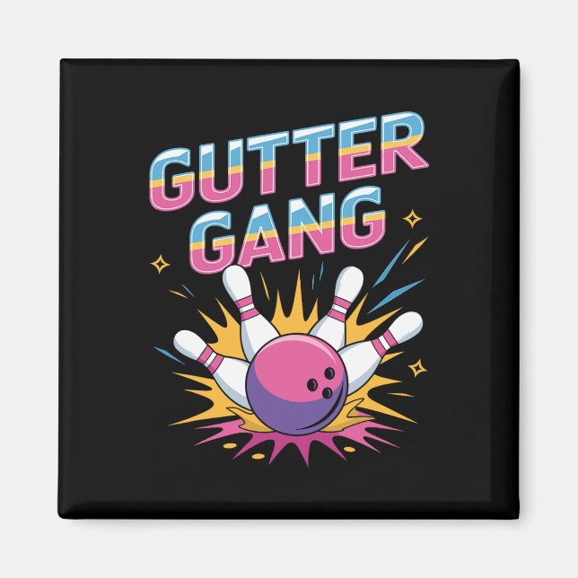 Gutter Gang Shirt Funny Bowling Shirts Gutter Bowl Magnet (Front)