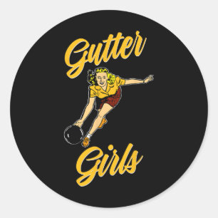 Gutter Girls Funny Retro Bowling Team Gift  Classic Round Sticker