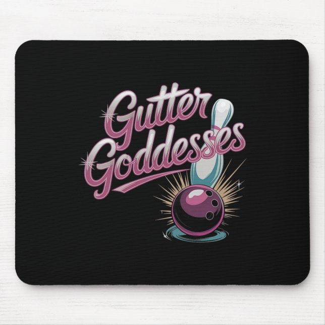 Gutter Goddesses Funny Womens Matching Bowling Tea Mouse Mat (Front)