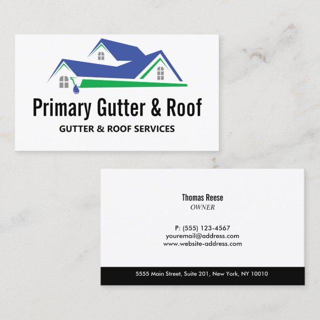Gutter Roof Cleaning & Repair Business Card (Front/Back)