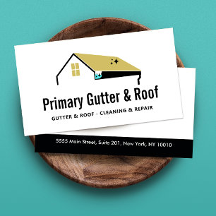 Gutter Roof Cleaning & Repair Construction Business Card