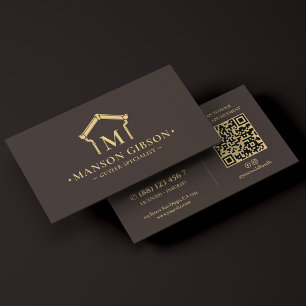 Gutter Specialist Logo Espresso Modern QR Code Business Card