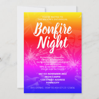Guy Fawkes Night, Bonfire Night Invitation