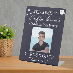 Guy Grad Modern Graduate Custom Photo Welcome Sign