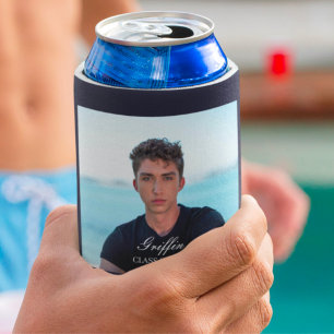 Guy Grad Modern Graduation Custom Photo Can Cooler