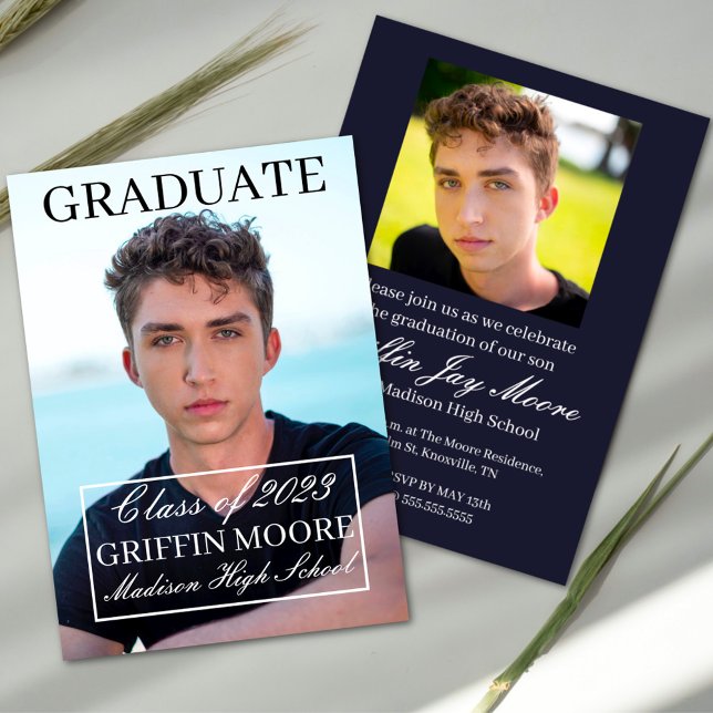 Guy Grad Modern Photo Graduation Invitation  (Creator Uploaded)
