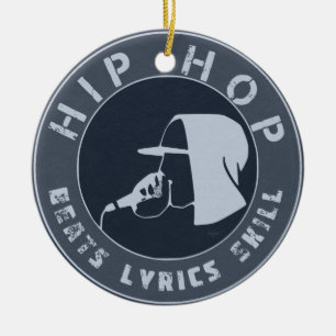 GUY IN HOODIE RAPPING ON THE MIC CERAMIC TREE DECORATION