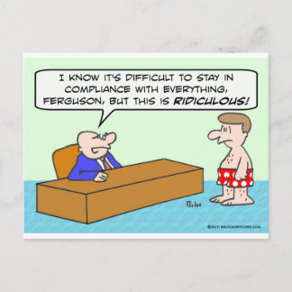 Guy in underwear is out of compliance postcard