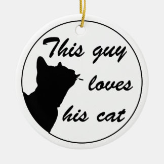 Guy loves cat ceramic tree decoration