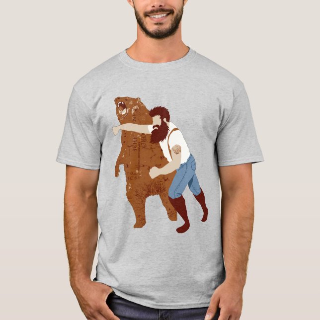 Guy Punching Bear T-Shirt (Front)