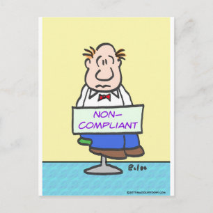 guy punished by wearing non-compliant sign postcard