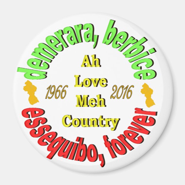 Guyana 3 Counties 3" Round Magnet (Front)