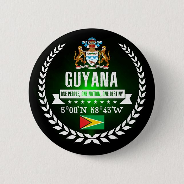 Guyana 6 Cm Round Badge (Front)