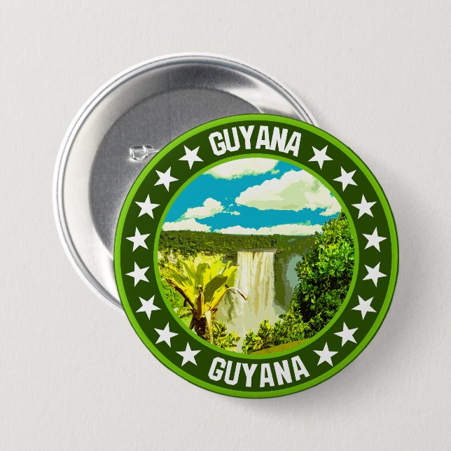 Guyana                                             7.5 cm round badge (Front & Back)