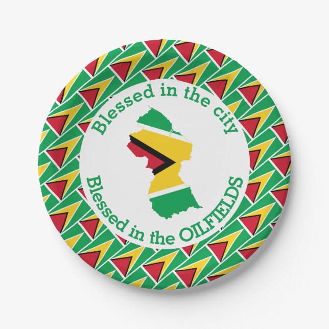 GUYANA Blessed In The Oilfields Personalised Paper Plate (Front)
