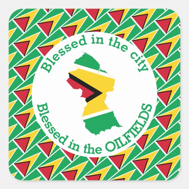 GUYANA Blessed In The Oilfields Personalised Square Sticker (Front)
