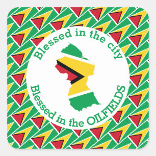 GUYANA Blessed In The Oilfields Personalised Square Sticker