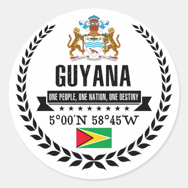 Guyana Classic Round Sticker (Front)