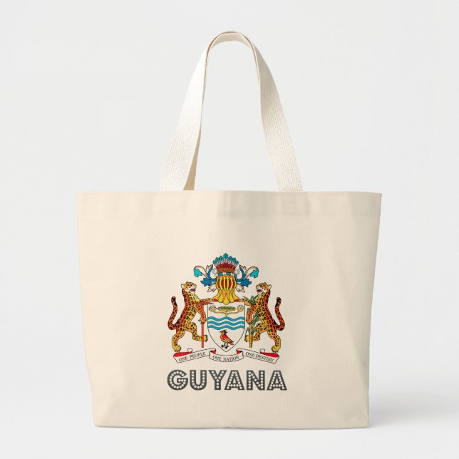 Guyana Coat of Arms Large Tote Bag (Front)