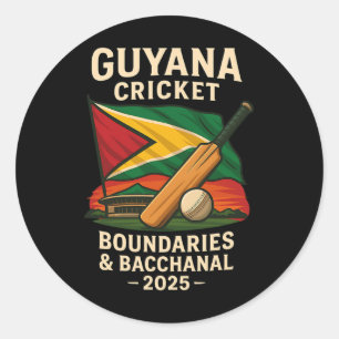 Guyana Cricket 2025 Boundaries And Cchanal Caribbe Classic Round Sticker