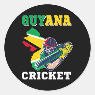 Guyana Cricket Player Flag Jersey Guyana Sports Classic Round Sticker