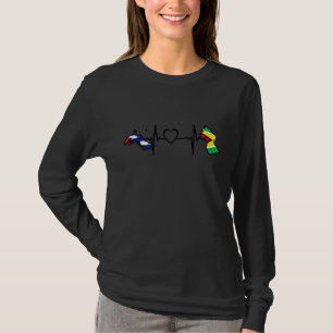 Guyana Cuba Flag Guyanese Brazilian Heartbeat T-Shirt