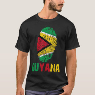 Guyana Finger Print Flag I Love Guyana Travel T-Shirt