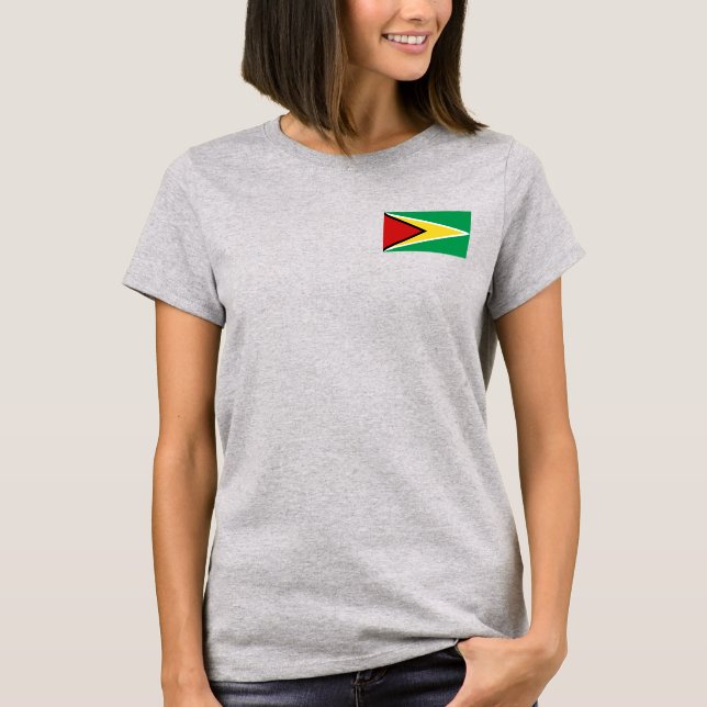 Guyana Flag and Map dk T-Shirt (Front)