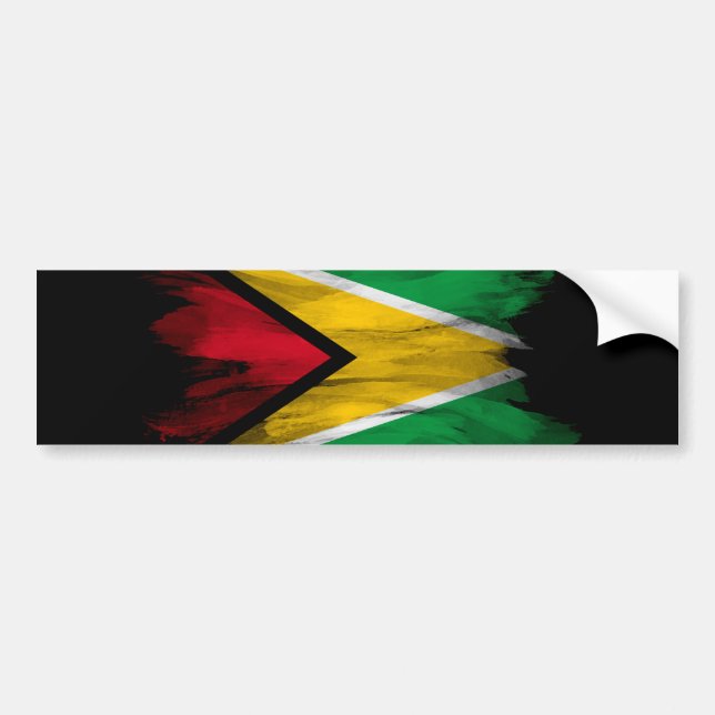 Guyana flag brush stroke, national flag bumper sticker (Front)