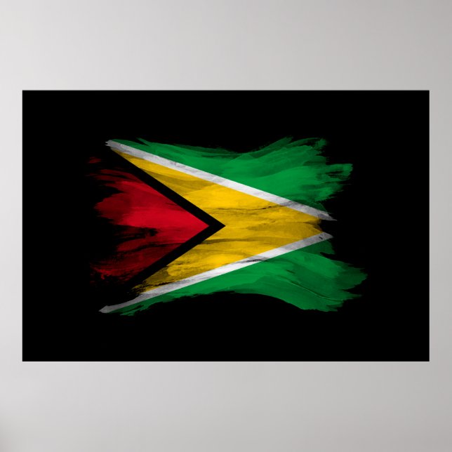 Guyana flag brush stroke, national flag poster (Front)