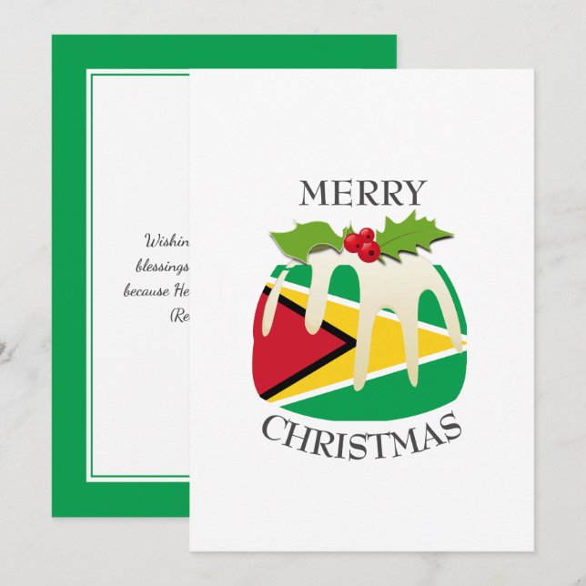 GUYANA FLAG | Christmas Pudding | Festive Holiday Card (Front/Back)